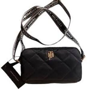 Tommy Hilfiger Black Quilted Crossbody with Logo Strap